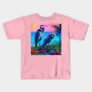 Great Blue Herons in The Caribbean Kids T-Shirt